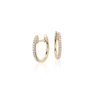 Petite Diamond Huggie Hoop Earrings in 14k Yellow Gold (1/10 ct. tw.)